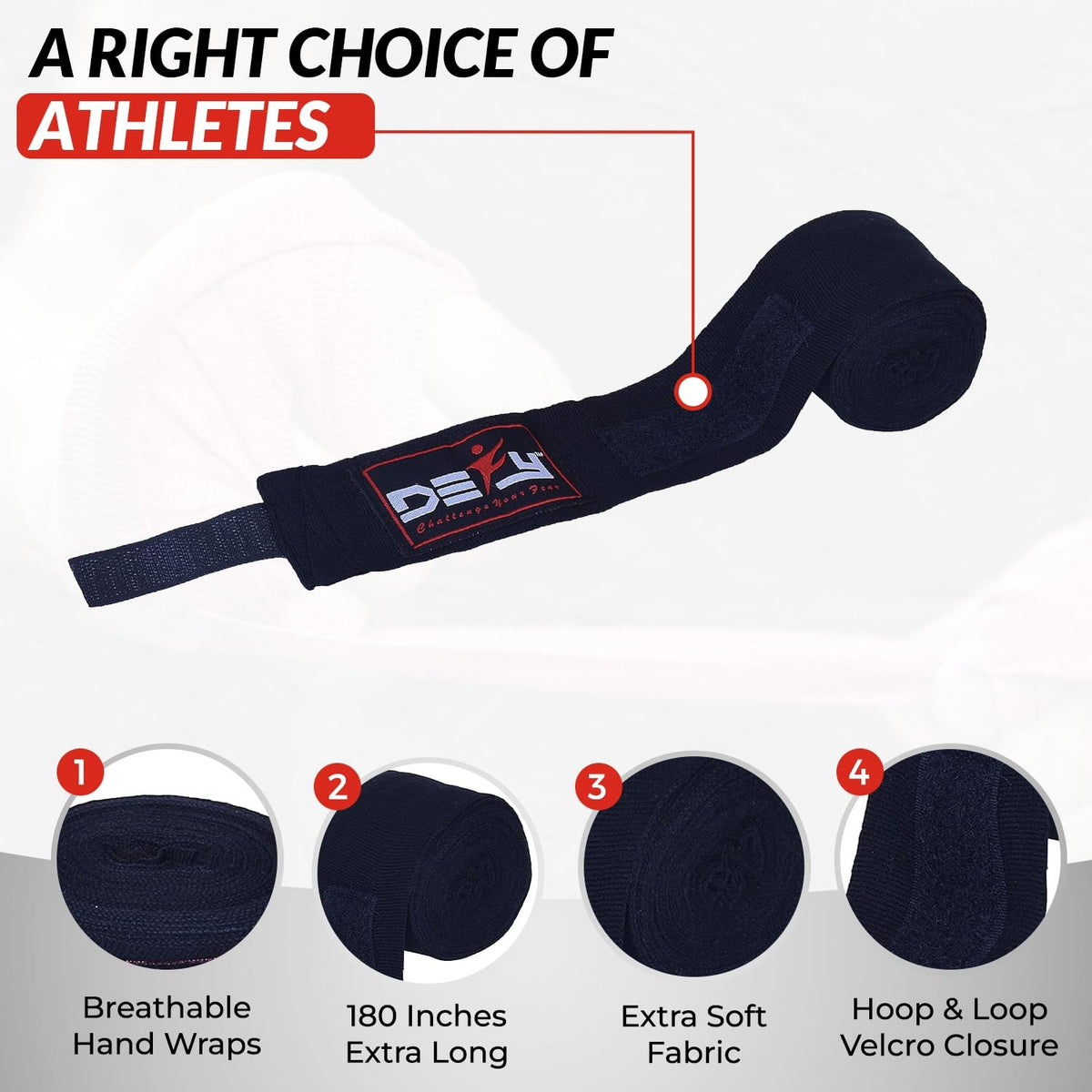 180-Inch Boxing Hand Wraps - Professional Elastic Support for Martial Arts
