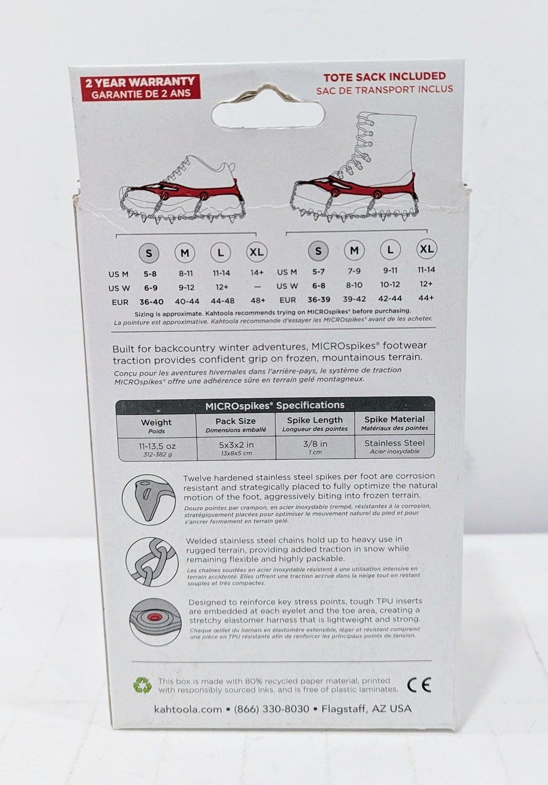 Winter Snow Traction Cleats for Footwear - Small Red