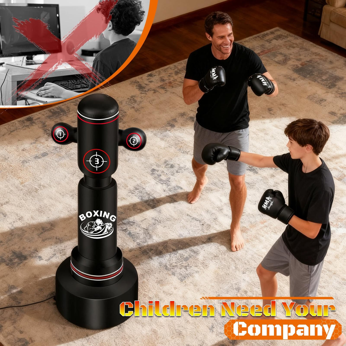 Heavy Standing Boxing Bag for Adults 70 Inch with Gloves & Pump Set