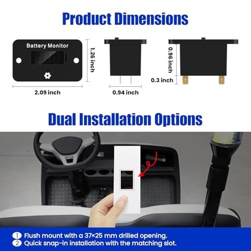 Waterproof 12V-72V Digital Battery Monitor for Golf Carts & Electric Vehicles