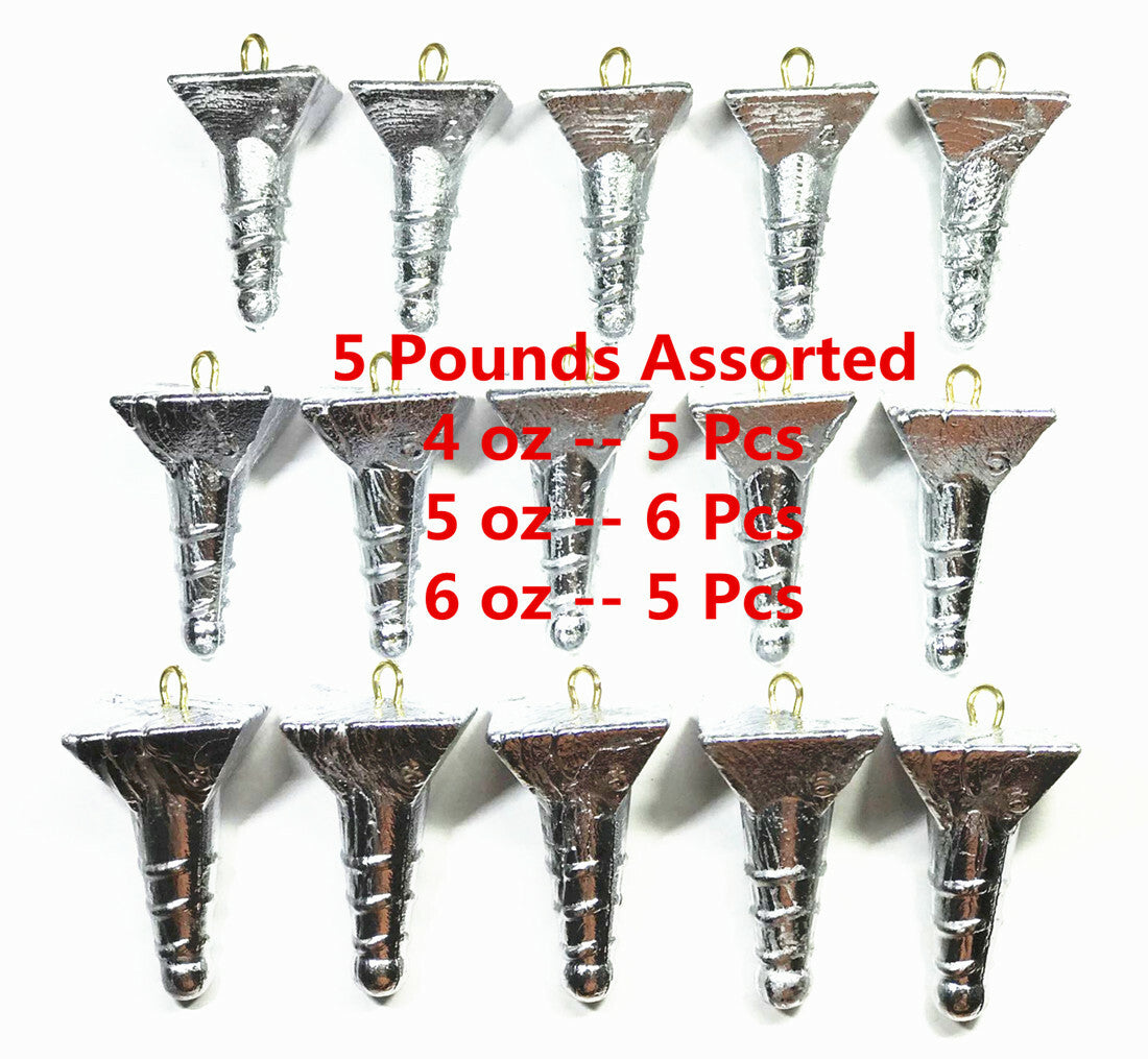 Fishing Sinkers Pyramid Sinkers Assorted Weights 5 LB for Surf Fishing