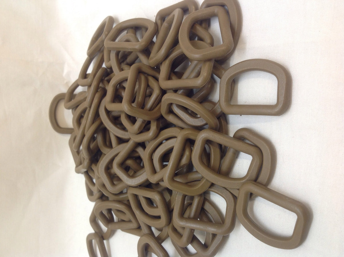 25 Pack Plastic D-Ring Buckles 1 Inch Coyote Tan Hardware for Straps