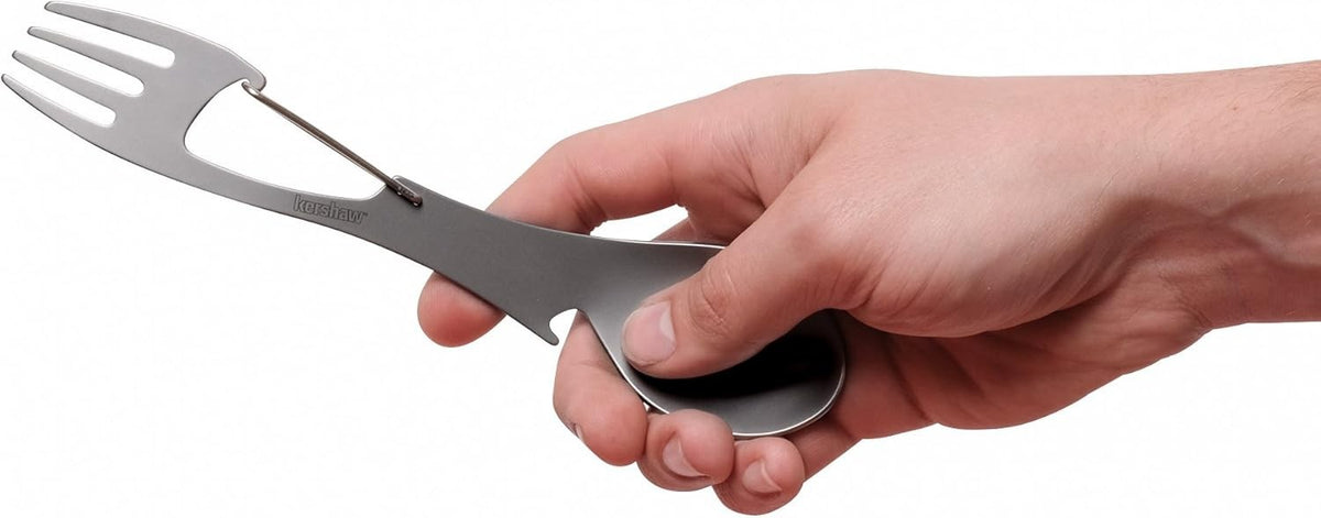 Kershaw Ration XL Stainless Steel Camping Utensil with Bottle Opener & Carabiner