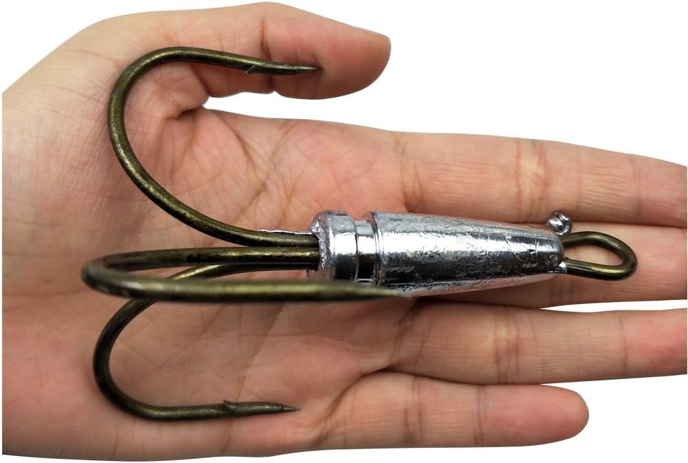 Heavy Duty Treble Fishing Hooks 12/0, 2.1oz Snagging Bait Hooks, 2-Pack