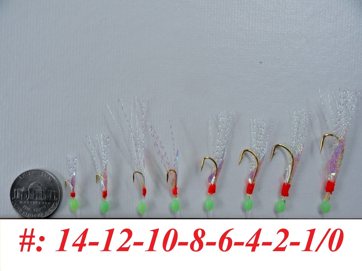Saltwater Fishing Sabiki Bait Rigs with 6 Hooks - Multiple Sizes & Pack Options