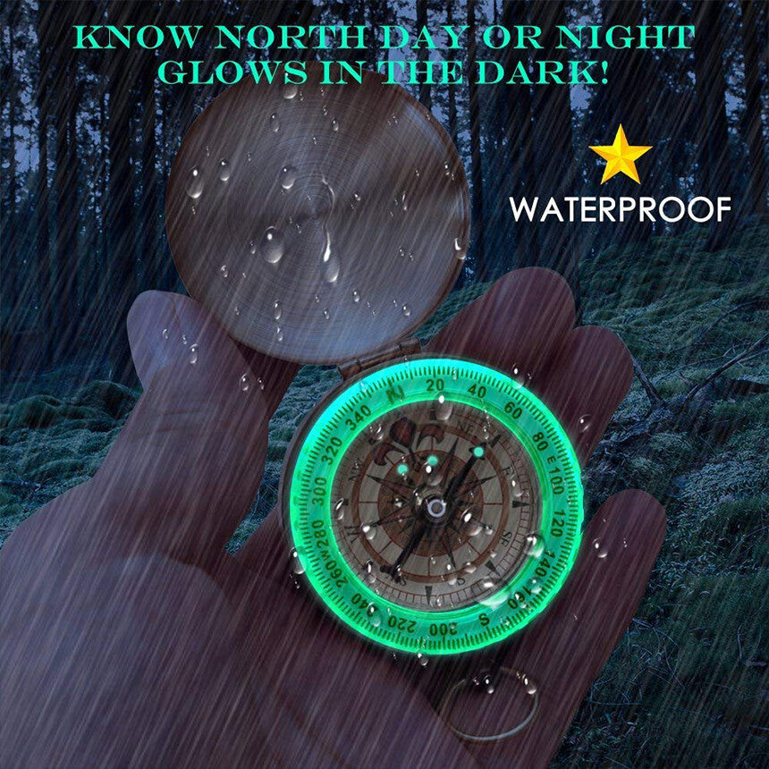 Portable Brass Compass Keychain for Camping Hiking Outdoor Navigation