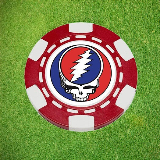 Magnetic Poker Chip & Golf Ball Marker - Grateful Dead Skull Design, Waterproof, 1.56 Inch