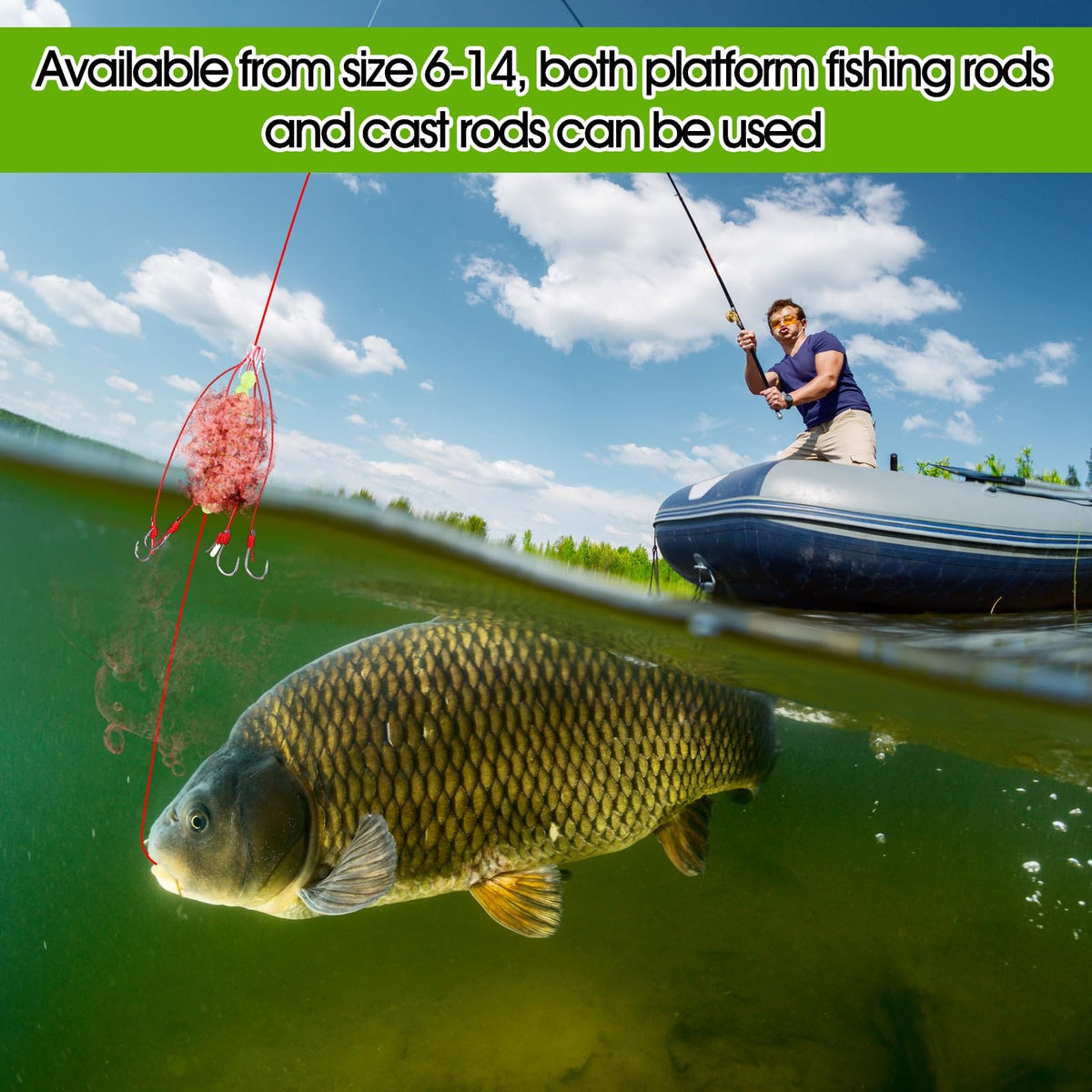 9 Pcs Carp Fishing Hooks Kit with Spring Bait Trap Rig and Durable Steel Tackle
