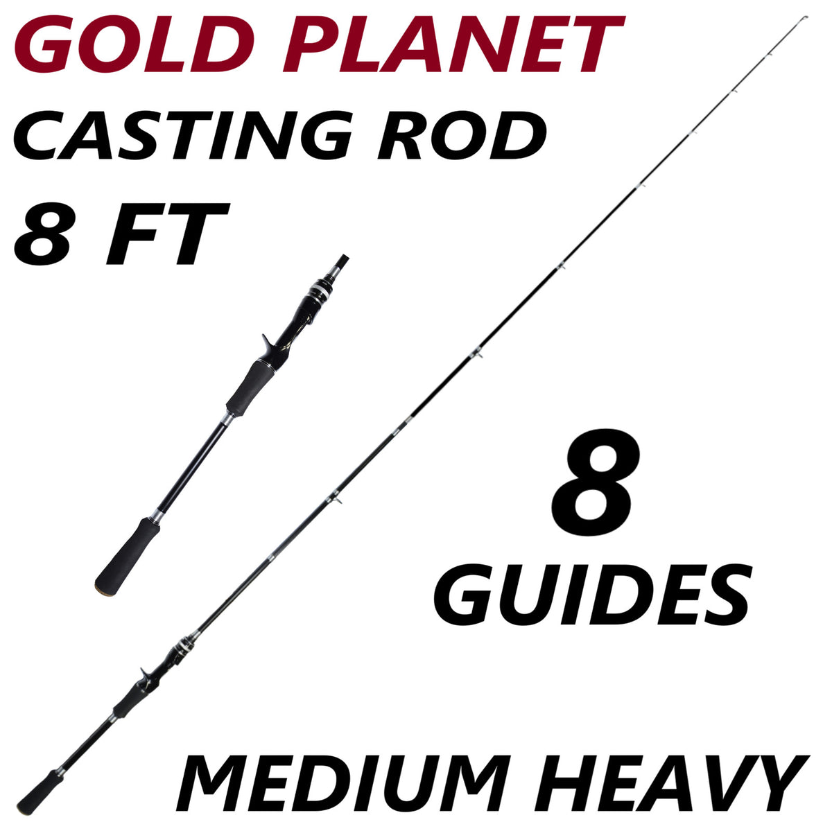 Lightweight Carbon Fiber Spinning & Casting Fishing Rods - Medium Fast Action