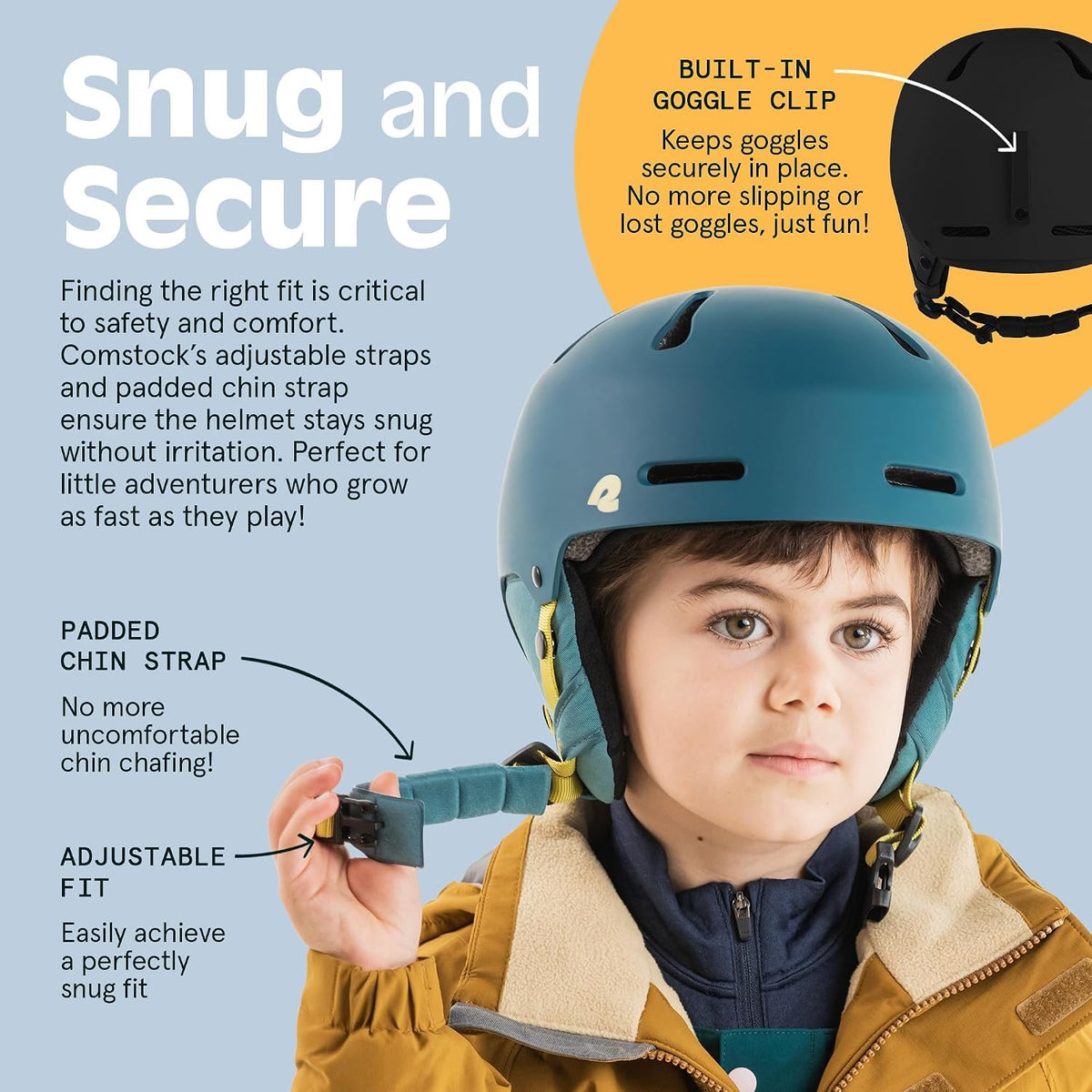 Kids Ski & Snowboard Helmet with Impact Protection, Adjustable Fit & Ear Warmers