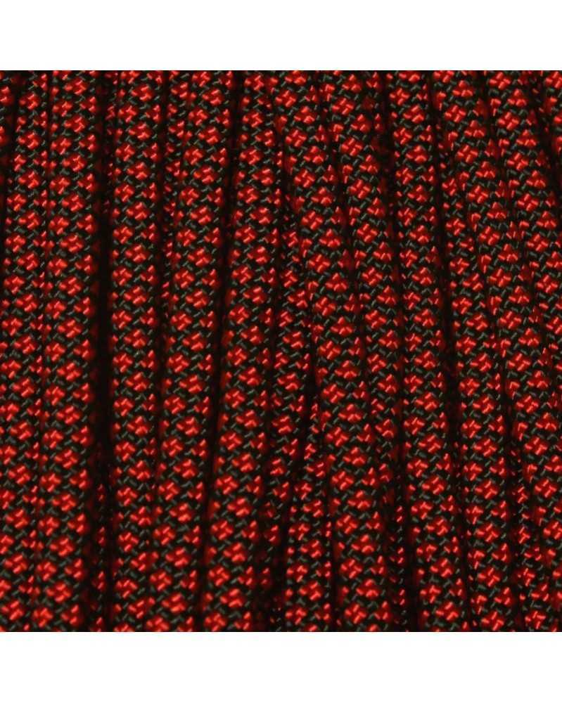 550 Paracord Black with Imperial Red Diamonds 100 FT USA Made Nylon