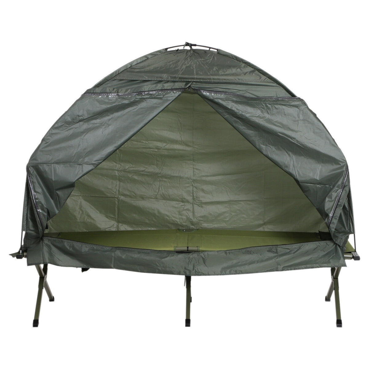 Single Person Camping Tent Cot Combo - Portable Foldable Tent and Cot in Green