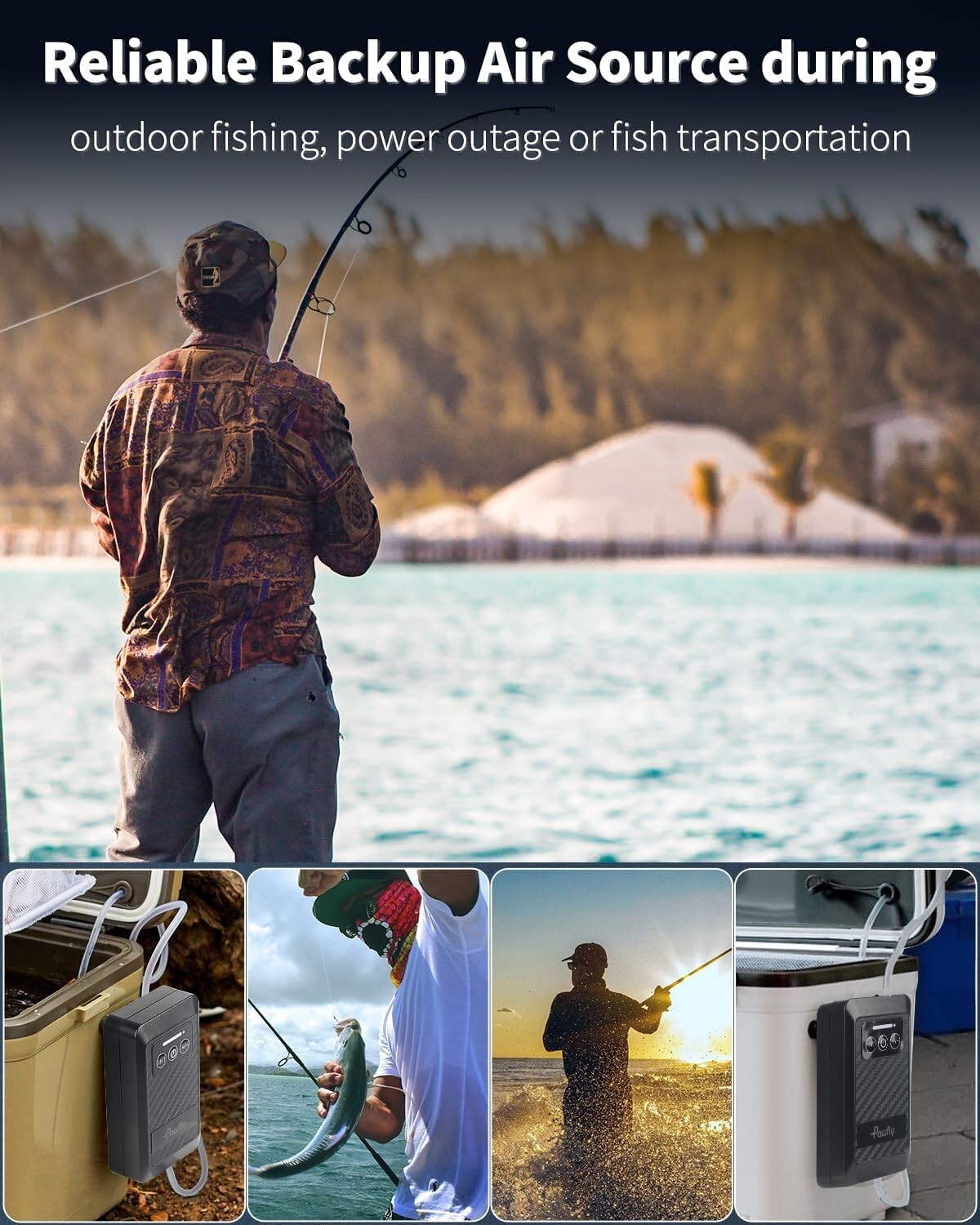 USB Rechargeable Live Bait Air Pump Aerator Ultra Quiet for Fish Tank & Bait Buckets