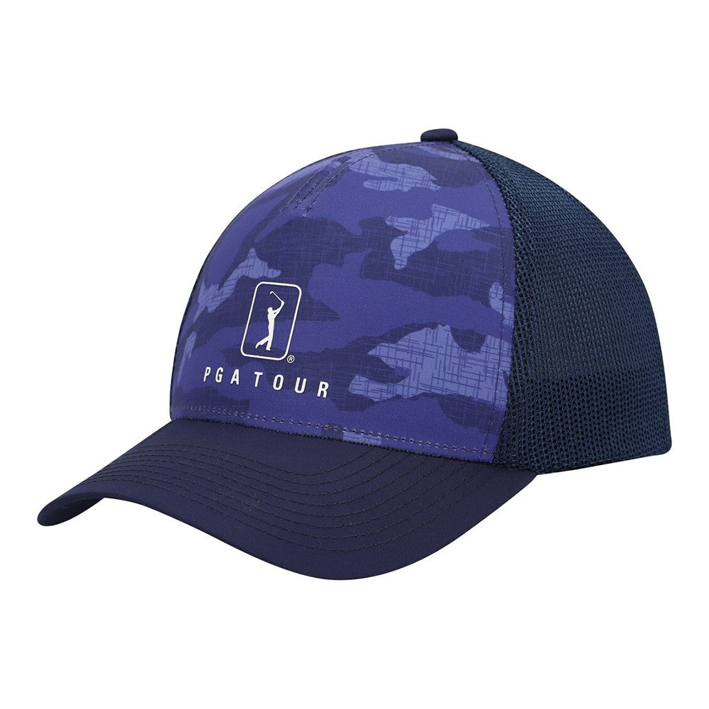 Camo Trucker Snapback Golf Hat with Breathable Performance Fabric