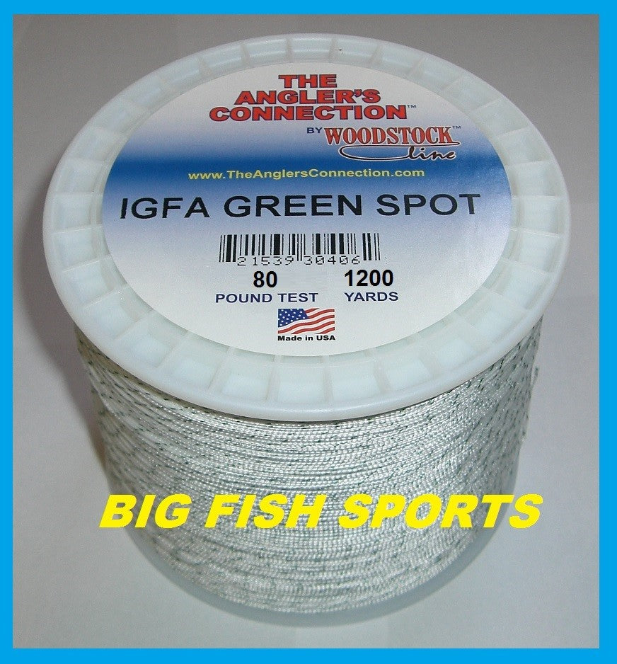 80lb Braided Dacron Fishing Line - Green Spot, 1200 Yards, Waterproof, Low Stretch