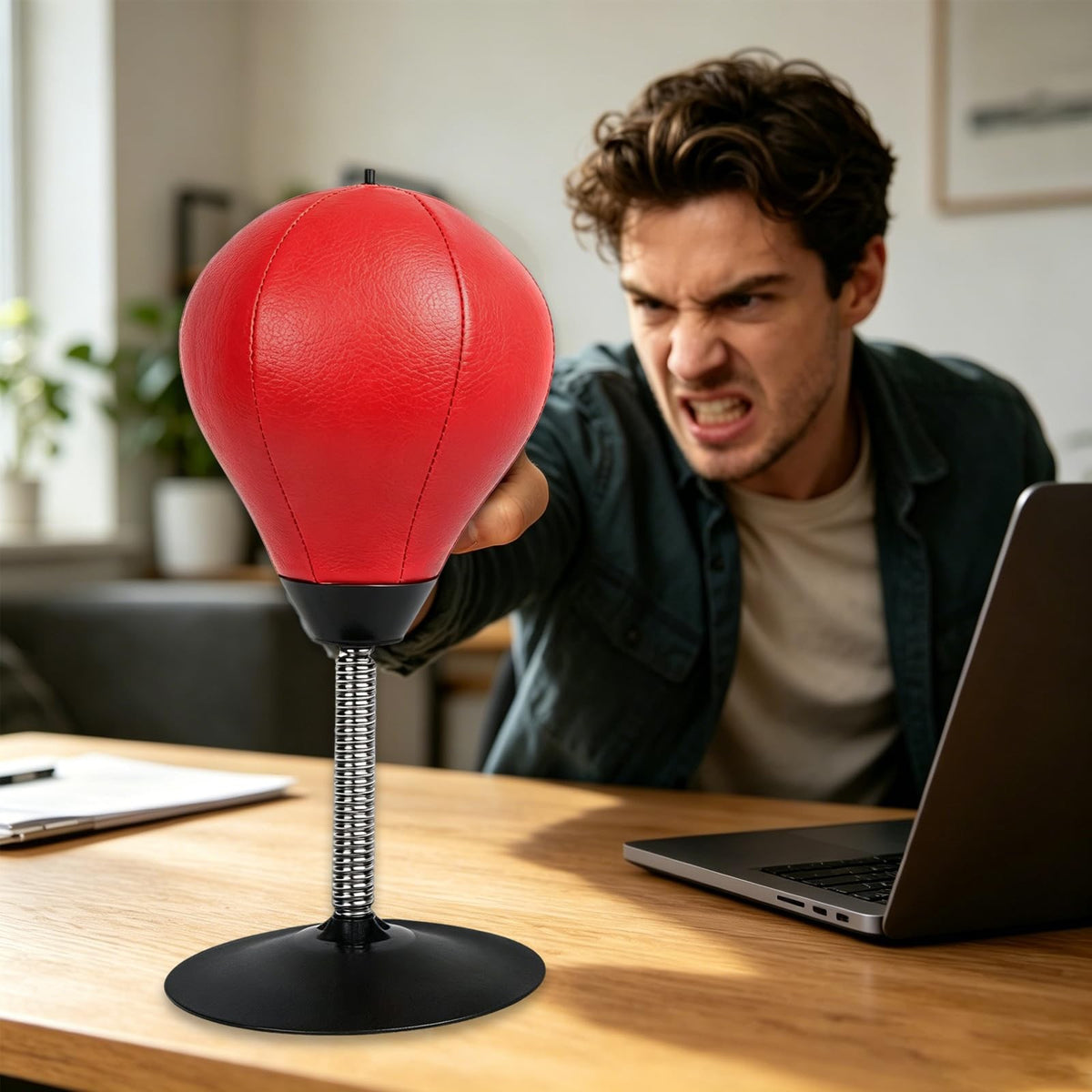 Desktop Stress Relief Punching Bag with Suction Cup - Office & Home Stress Buster