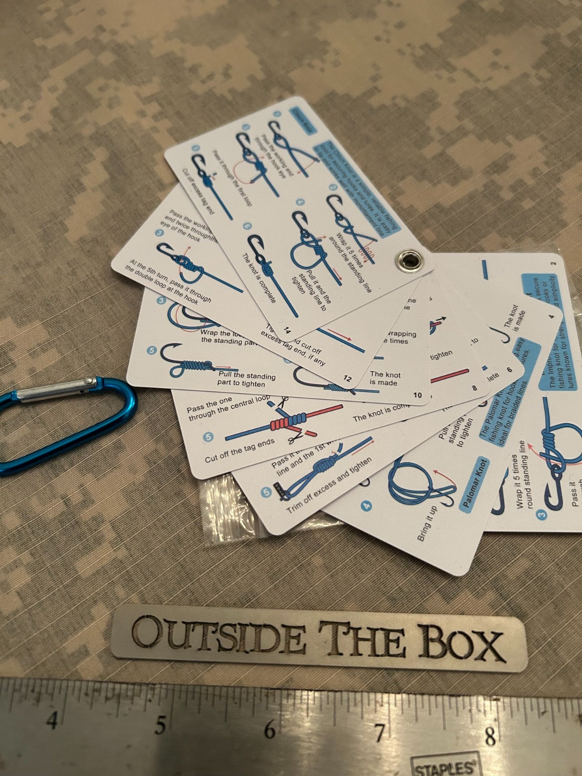 Waterproof Fishing Knot Cards Set - 7 Double-Sided, Portable Survival Guide