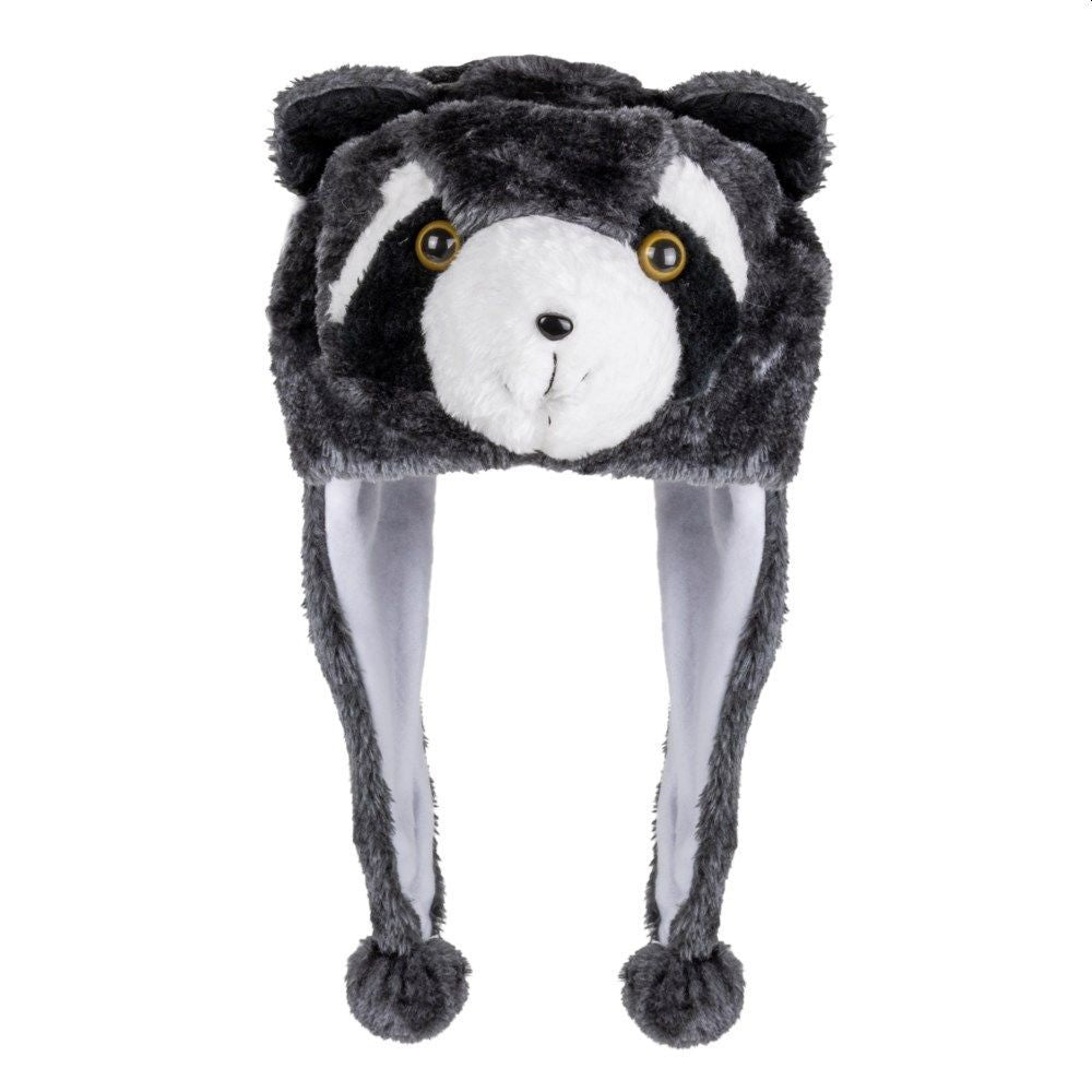 Kids Raccoon Plush Beanie Bomber Hat - Fun Animal Winter Accessory