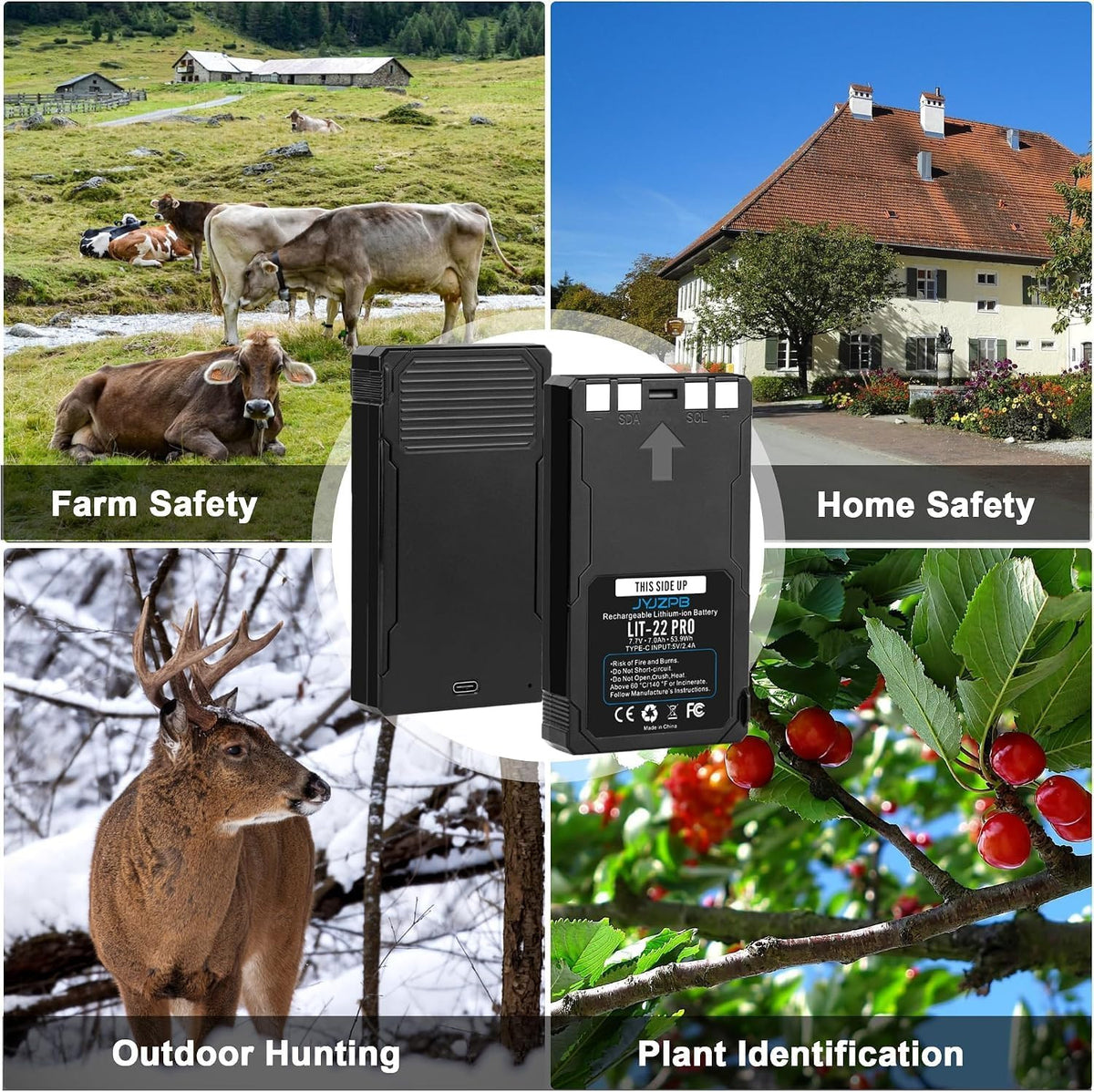 4 Pack 7000mAh Lithium-Ion Battery & USB-C Charger Station for Trail Cameras