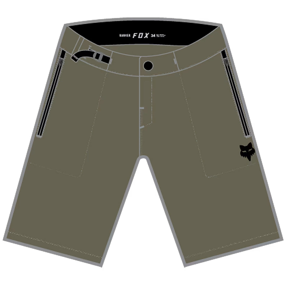 Men's Mountain Bike Shorts with Removable Liner - Dark Green, Size 30