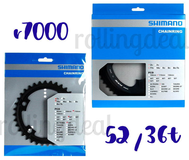 Shimano 105 FC-R7000 52T Outer & 36T Inner Aluminum Chainrings for Road Bike