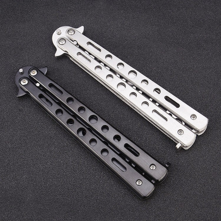 Practice Butterfly Knife Trainer Dull Stainless Steel Black Tool