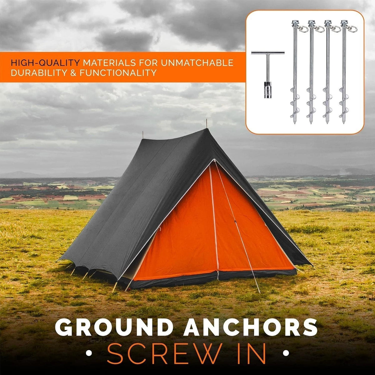 12 Inch Steel Ground Anchors for Tents, Trampolines & Outdoor Equipment