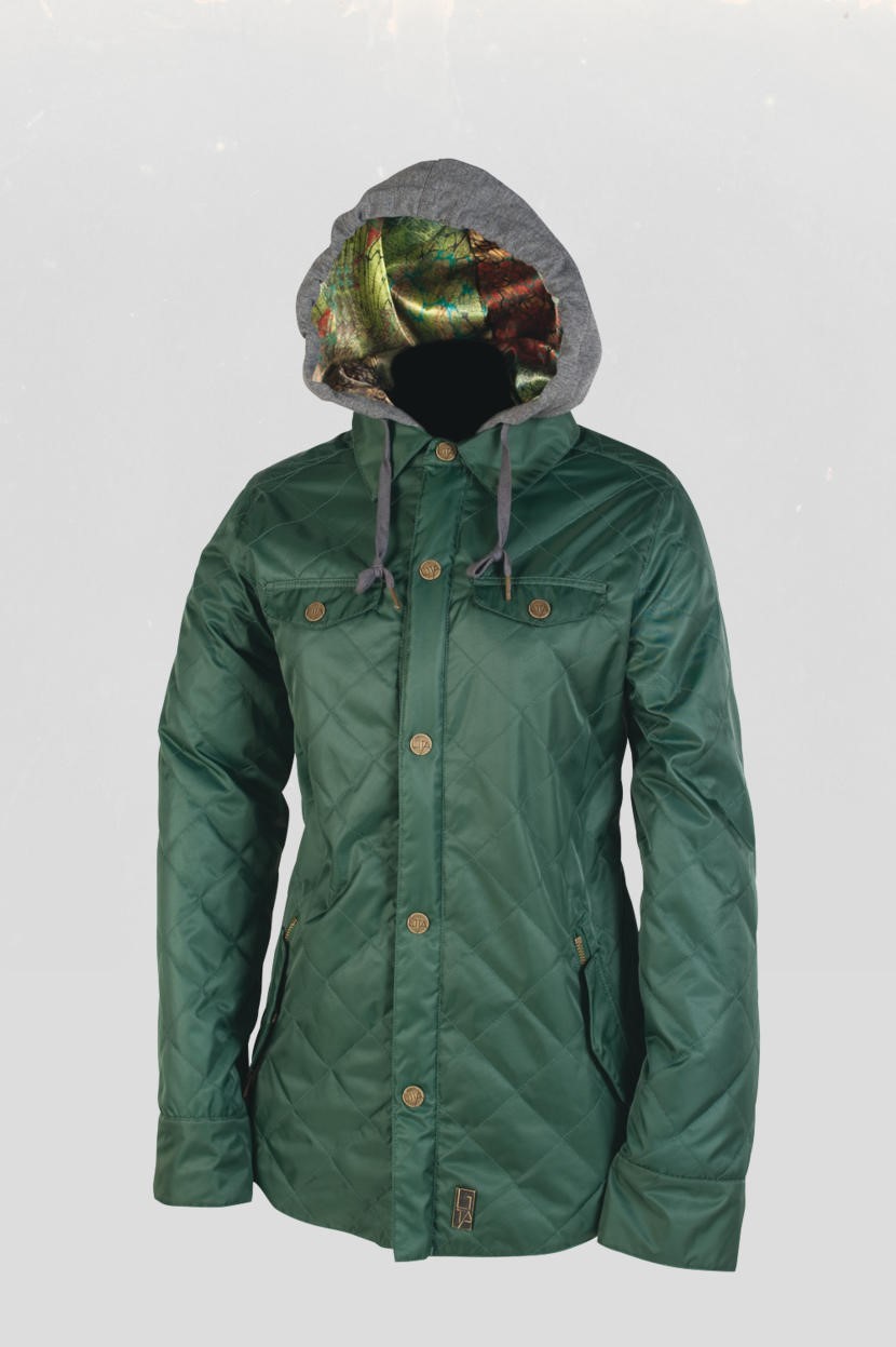 Women's Insulated Snowboard Jacket - Waterproof Warm Pine Green