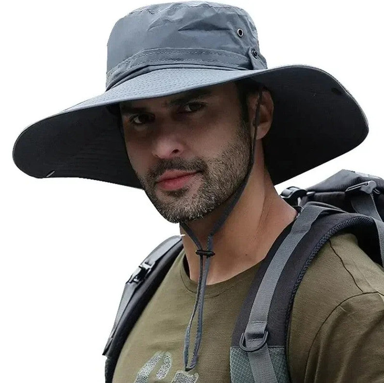 Unisex Sun Protection Fishing Hat with Wide Brim, Breathable Mesh, Lightweight Polyester