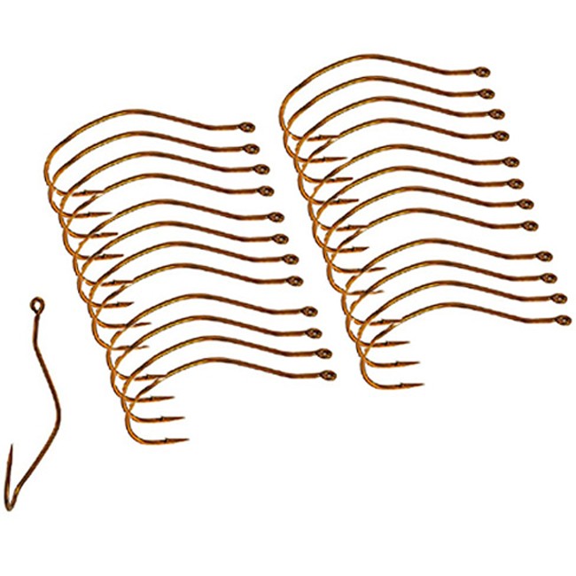Slow Death Bronze Fishing Hooks - Multi-Size, 25 Count - Saltwater & Freshwater Tackle