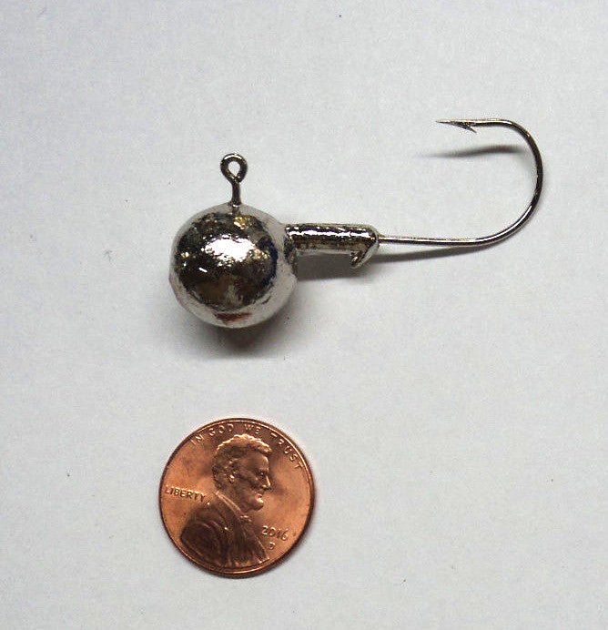 Fishing Jigheads 5/8 oz Pack of 25 Nickel Plated for Walleye Bass Ice Fishing
