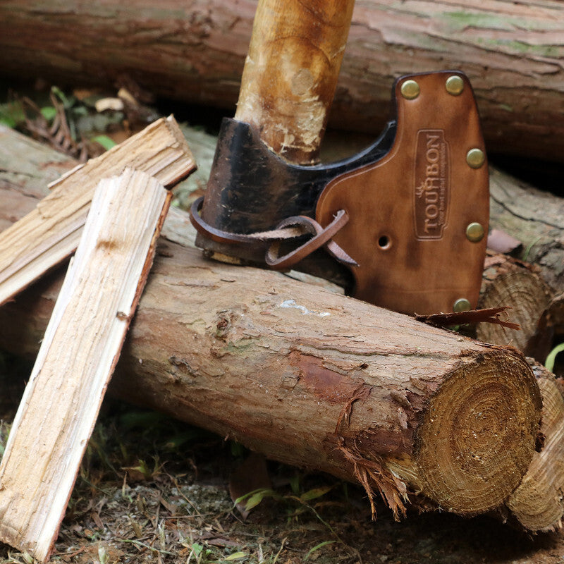Leather Axe Sheath Cover for Hunting & Camping - Brown