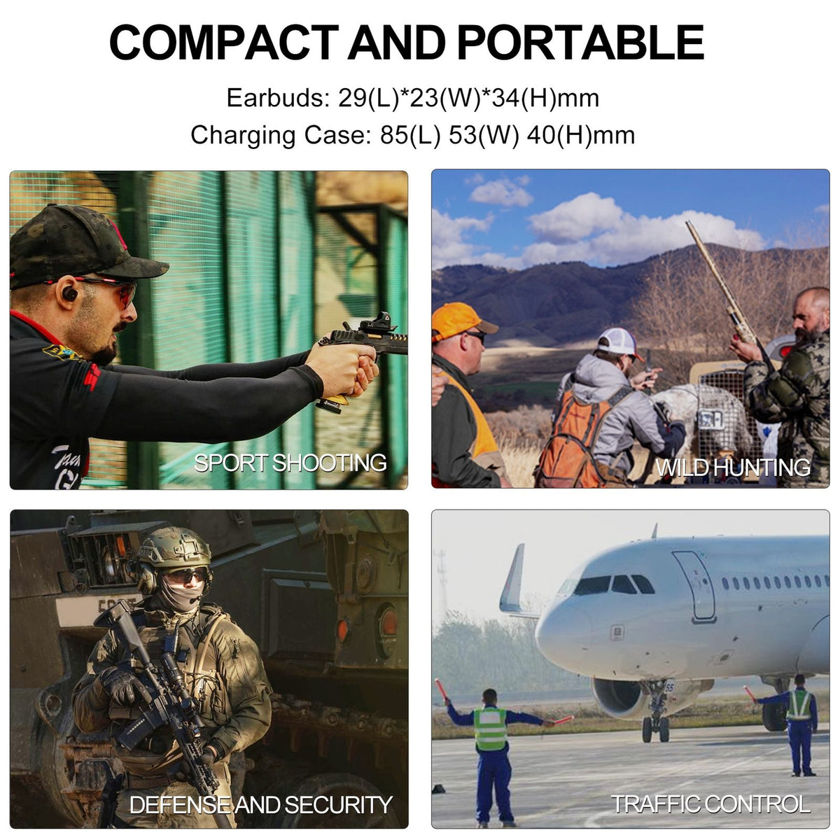 Bluetooth Hearing Protection Earplugs with Noise Reduction 30dB - Electronic Shooting Ear Protection