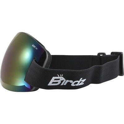 Skydiving Goggles with Blue ReflecTech Mirror Lenses - Black Sport Eyewear