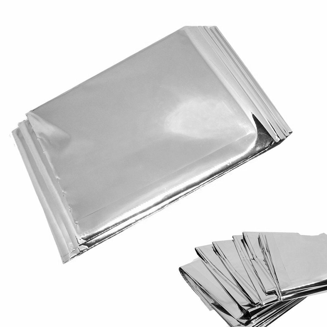 50 Pack Emergency Mylar Thermal Blankets - Reflects 90% Body Heat, Waterproof & Compact