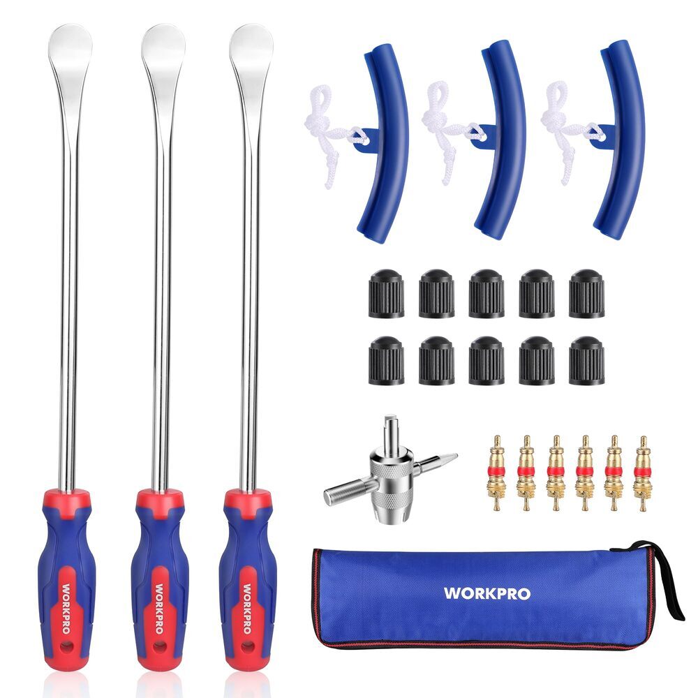 24-Piece Tire Removal Tool Set with Steel Spoons and Bag - Compatible with Bikes, ATVs, Lawn Equipment