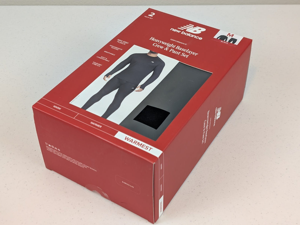 Men's Heavyweight Base Layer Crew & Pants Set - Black, Size Medium