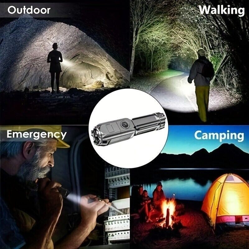 Rechargeable 2000 Lumens LED Tactical Flashlight with Zoom & USB Charging
