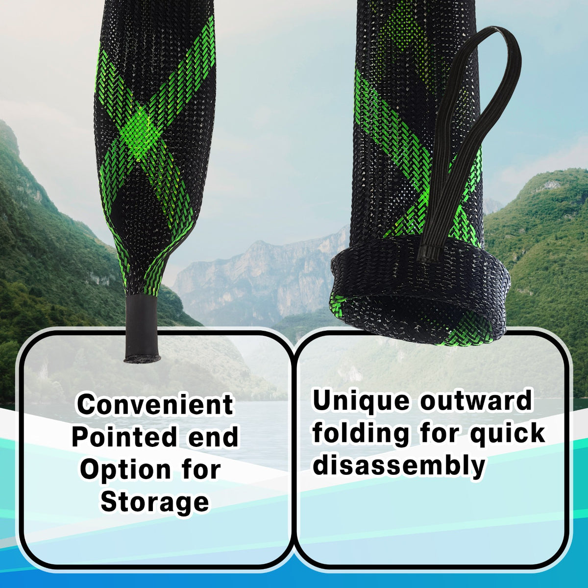 Fishing Rod Cover Sleeve Sock 2-Pack for Spinning & Casting Rods - Blue