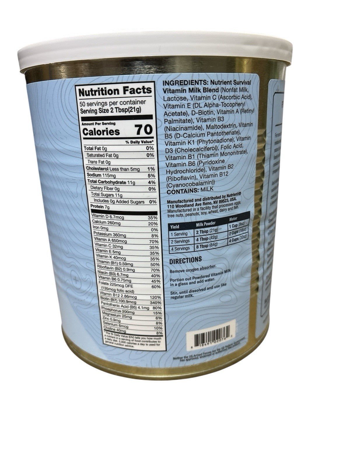 Freeze Dried Vitamin Milk Powder - Emergency Food Supply, 50 Servings