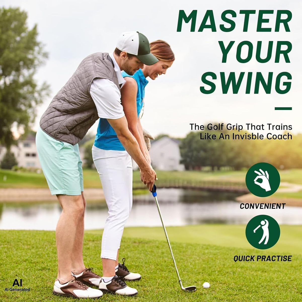 Golf Grip Trainer Non-Slip Durable Hand Position Aid for Better Swing