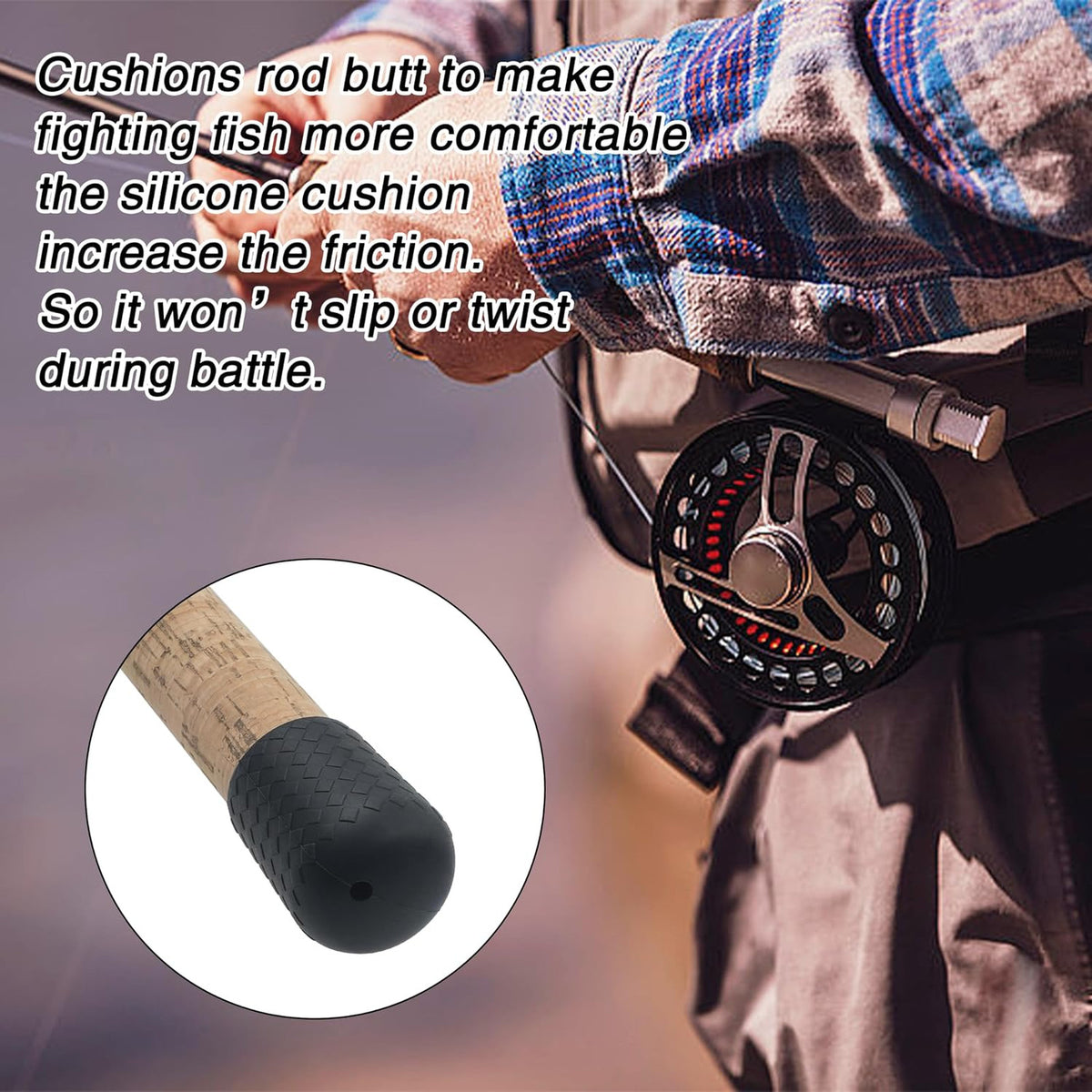 Fishing Rod Butt Cap Silicone Cushion End Seat Protector - Waterproof & Durable