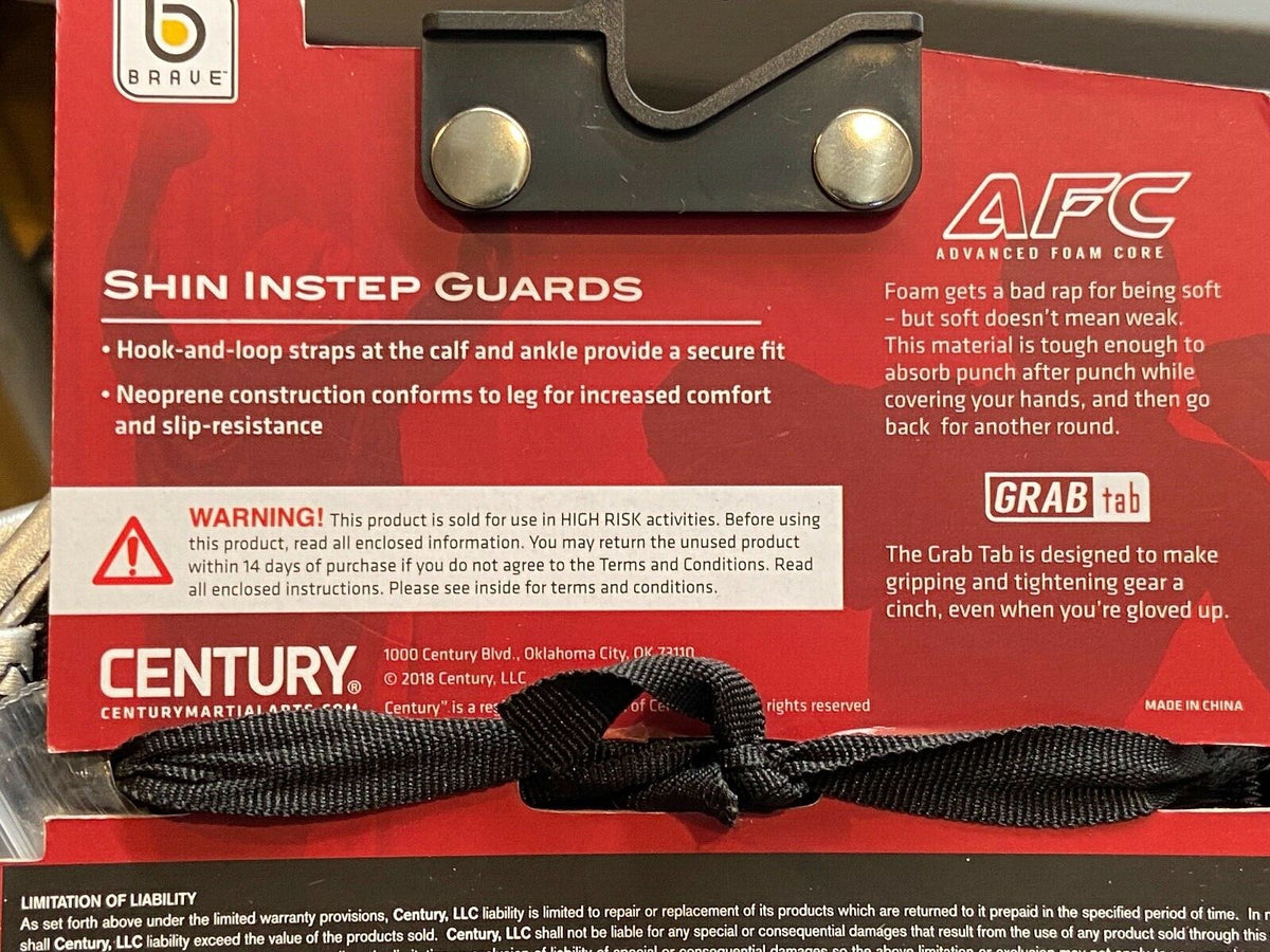 Century Brave Shin Instep Guards Small/Medium Navy Silver Martial Arts Protective Gear