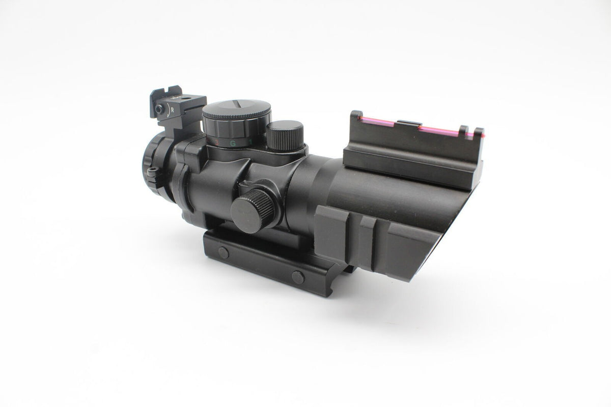 4x32mm Red Green Blue Dot Sight Scope with Fiber Optic & Battery