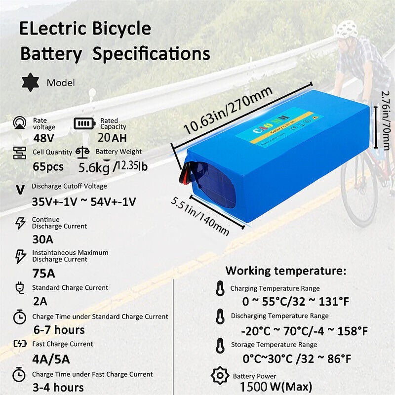 Electric Bicycle Battery 36V/48V 8Ah-20Ah for E-Bikes and Electric Bikes
