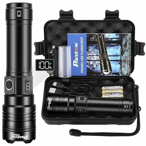 Rechargeable LED Flashlight 1500000LM Waterproof Zoom Fire Starter