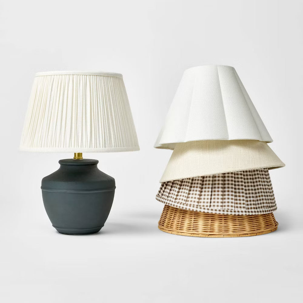 Black Ceramic Lamp Base - Stylish Table Lamp Foundation for Small Shades
