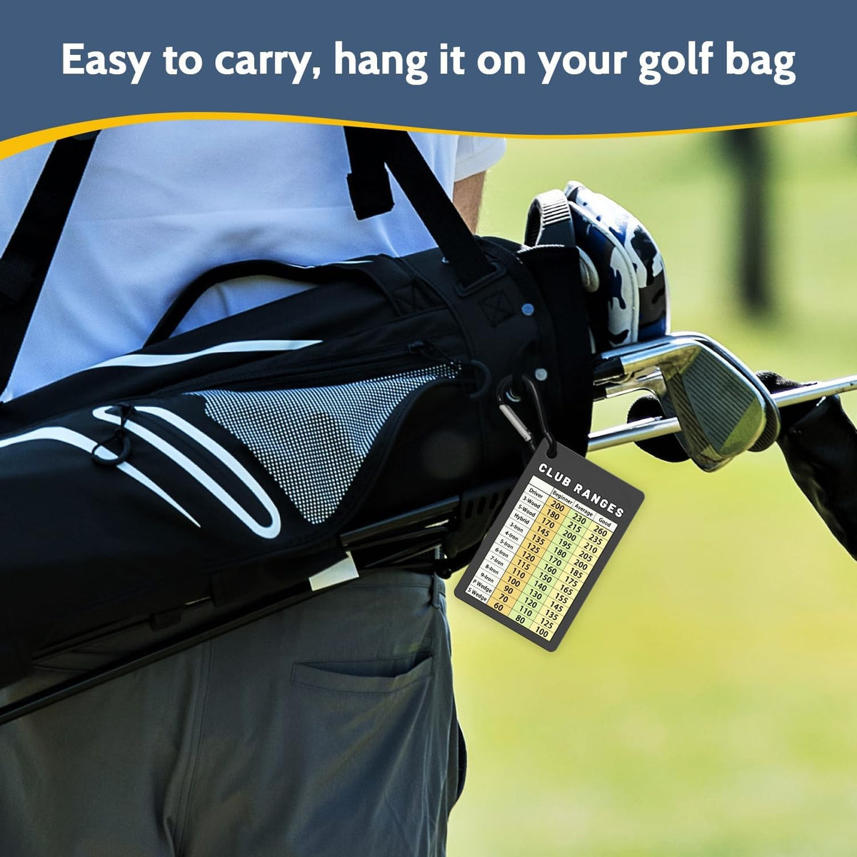 Golf Rangefinder Card Clip - Durable Plastic Yardage Cheat Sheet, 1 Pack