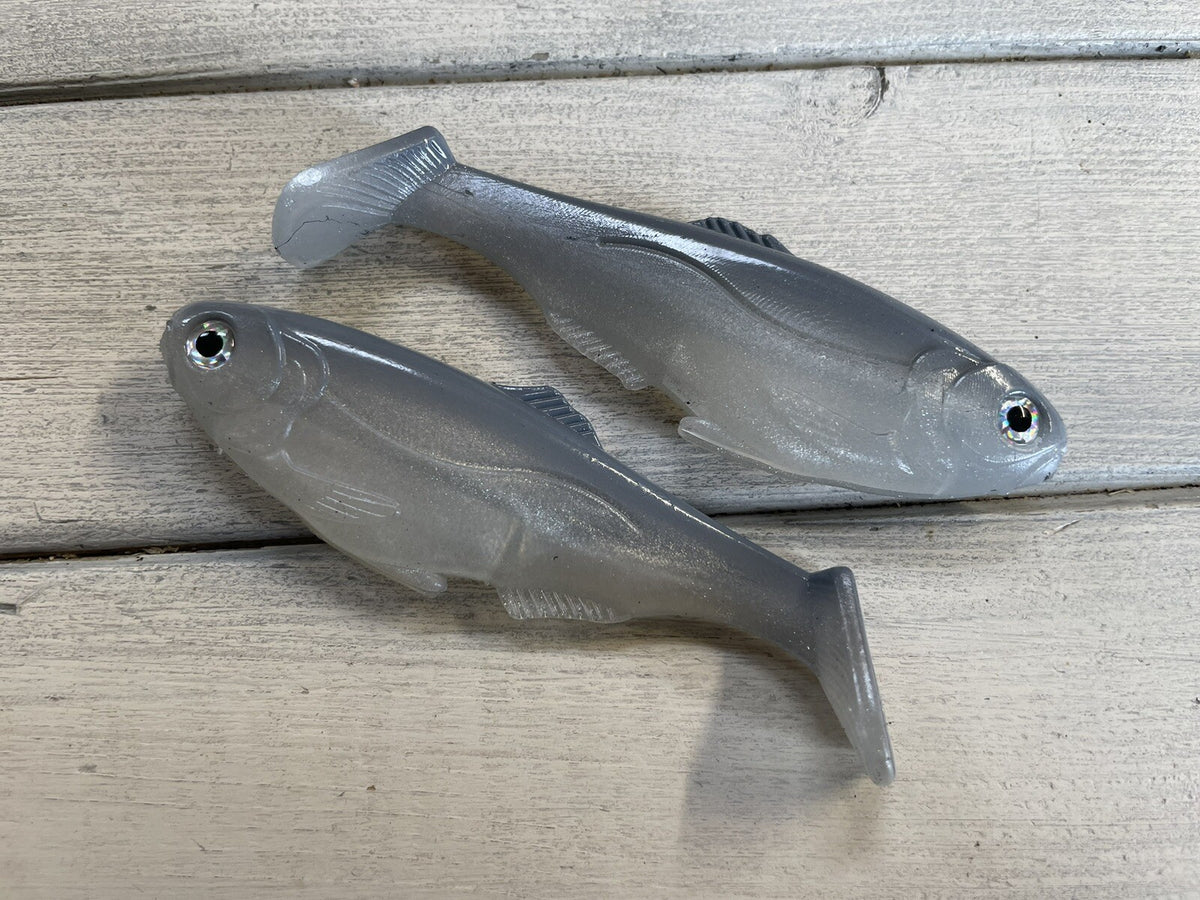 4-Inch Weedless Shad Swimbaits - Ghost Color, Lot of 2 Fishing Lures