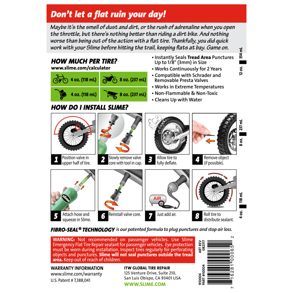 Bicycle & Dirt Bike Tube Sealant - Instant Puncture Repair, Long Lasting